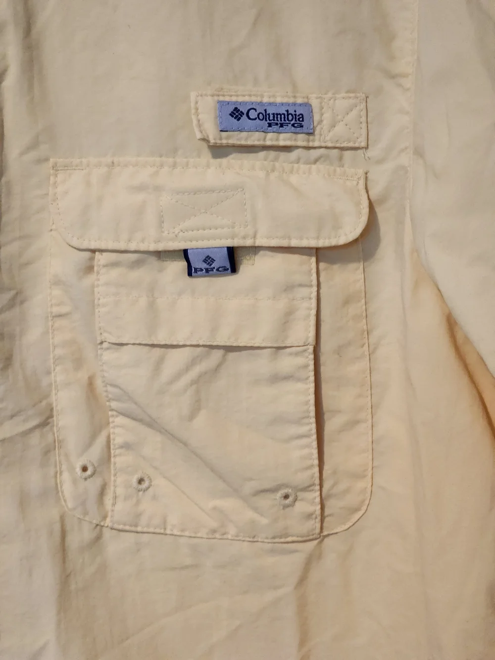 Columbia Yellow Button-Front PFG Outdoor/ Fishing Shirt Size Large - Picture 10 of 15